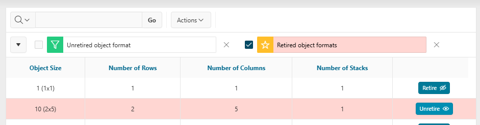 Retire object format screenshot Retire object format
